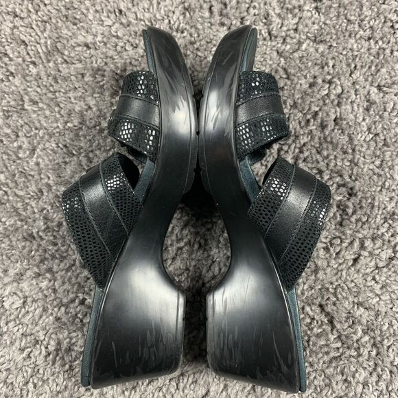 Dansko Jessie Sandals Black Leather Lizard Slip On Slide Heels Buckle EU 40 - Picture 5 of 8